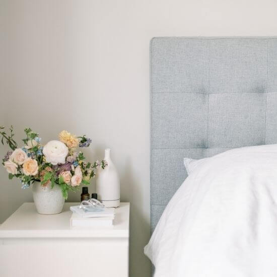 beautiful serene bedroom - self care ideas for parents - reading