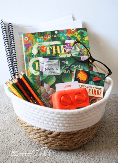 homeschool morning basket full of goodies