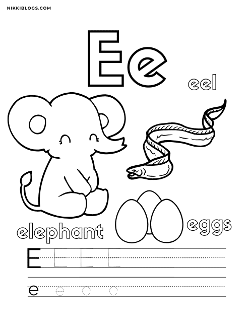 preschool letter e worksheet