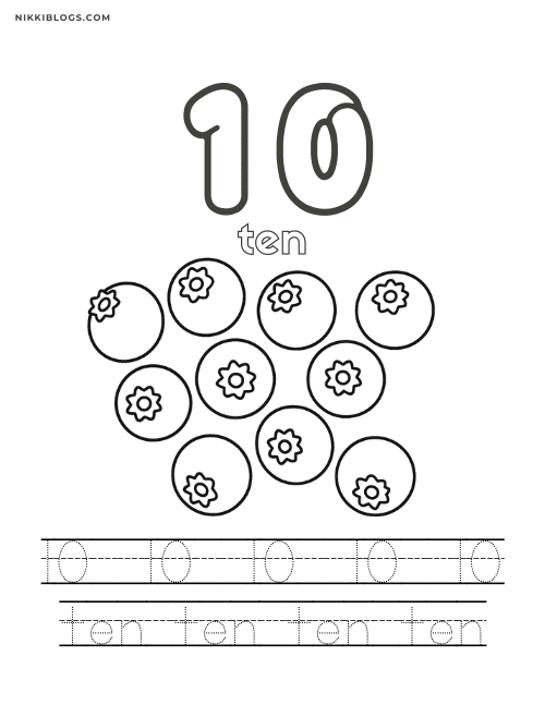 preschool math worksheet for the number 10