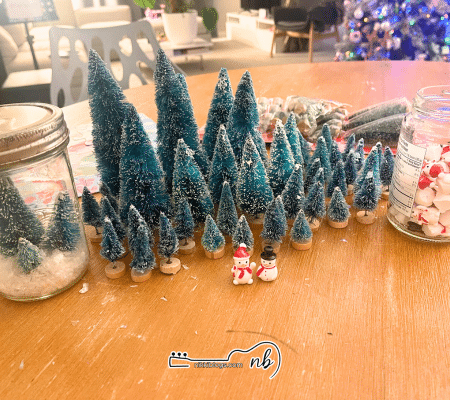snow globe bottle brush trees