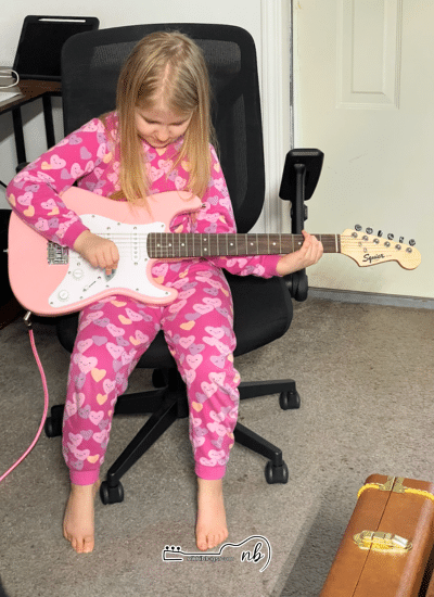 girls playing squire mini strat beginner electric guitar for kids