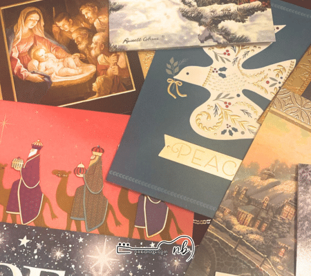 stack of christmas cards with message