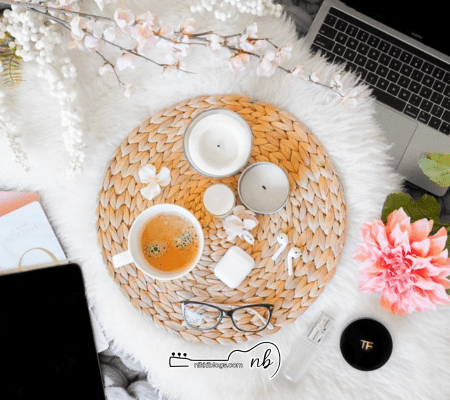 no face flat lay photo of coffee cup with computer